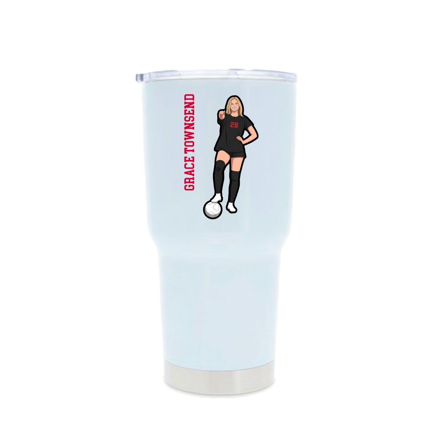 30oz Stainless Steel Tumbler — Name Vertical in White