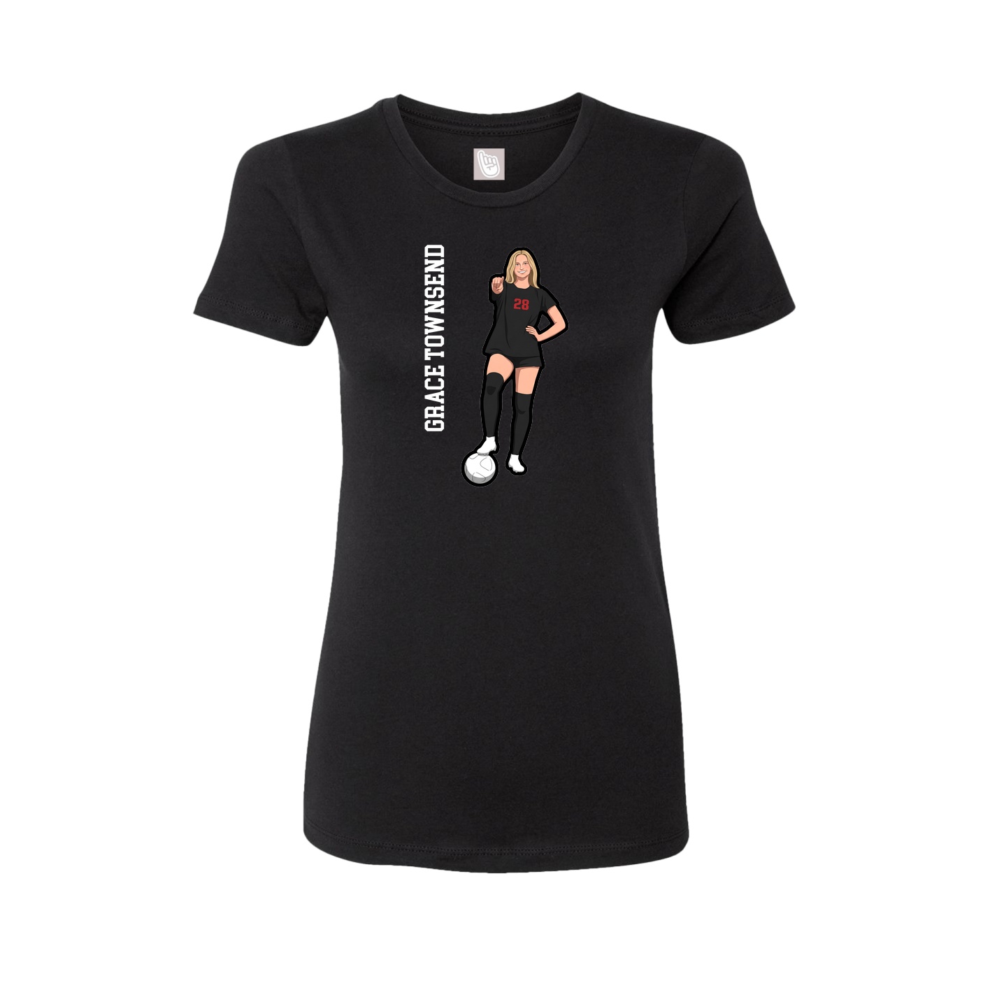 Fitted Women's Tee — Name Vertical in Black