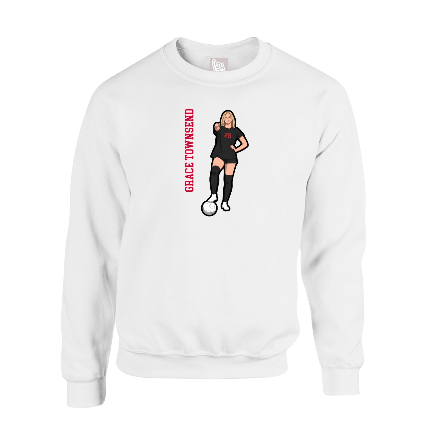 Fleece Crew — Name Vertical in White