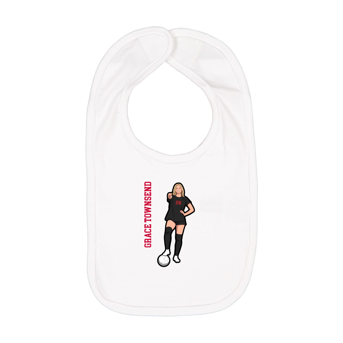 Infant Bib — Name Vertical in White