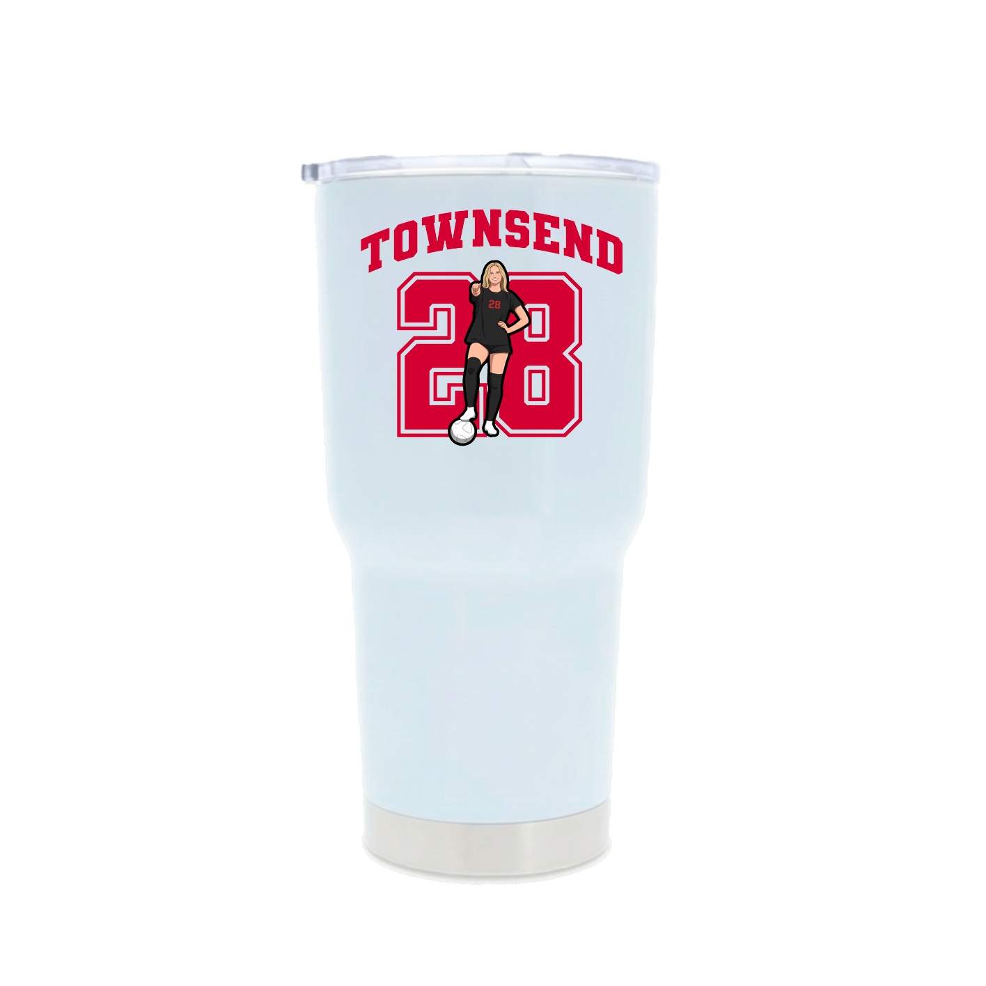 30oz Stainless Steel Tumbler — Number in White