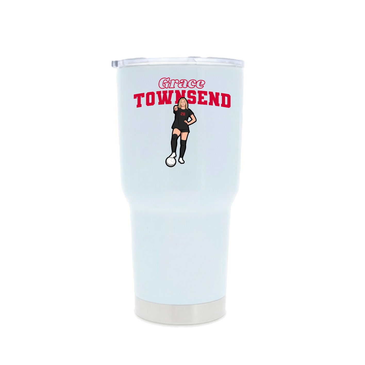30oz Stainless Steel Tumbler — Name Arch in White