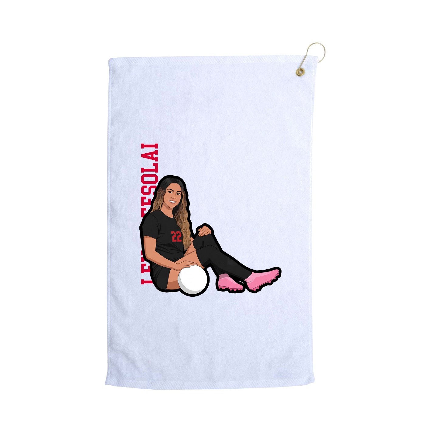 Golf Towel — Name Vertical in White