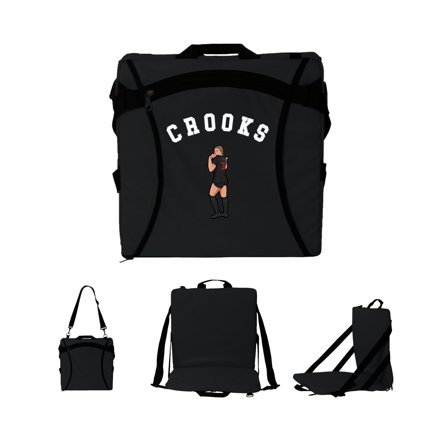 Folding Stadium Seat — Shirsey Arch in Black