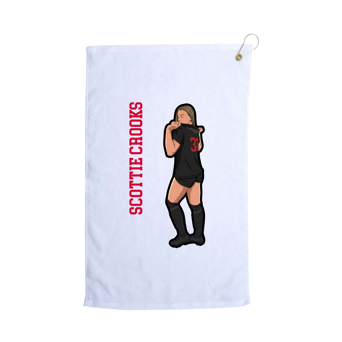 Golf Towel — Name Vertical in White