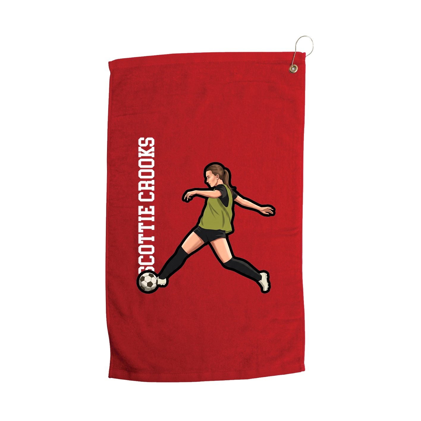 Golf Towel — Name Vertical in Red
