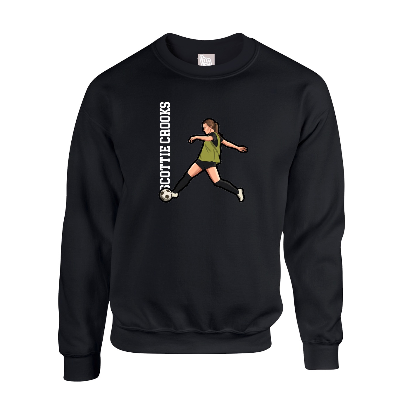 Fleece Crew — Name Vertical in Black
