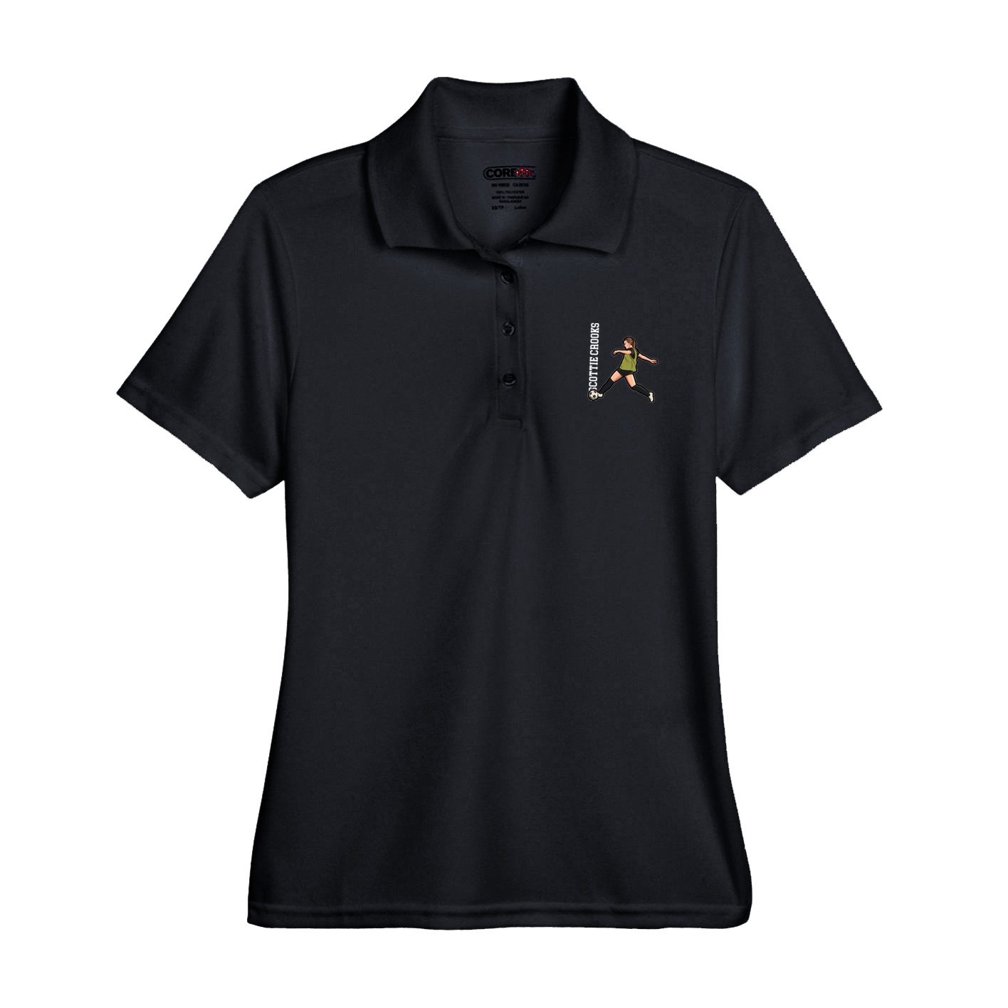 Womens Performance Polo — Name Vertical in Black