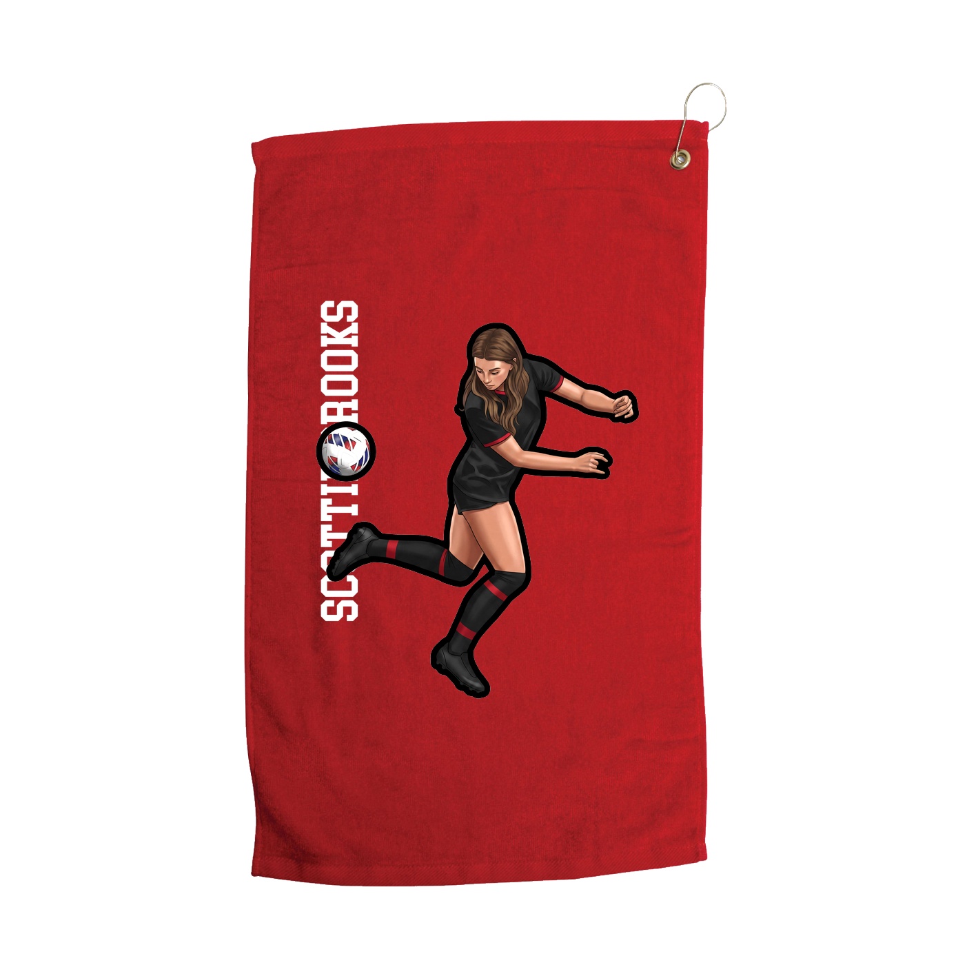 Golf Towel — Name Vertical in Red