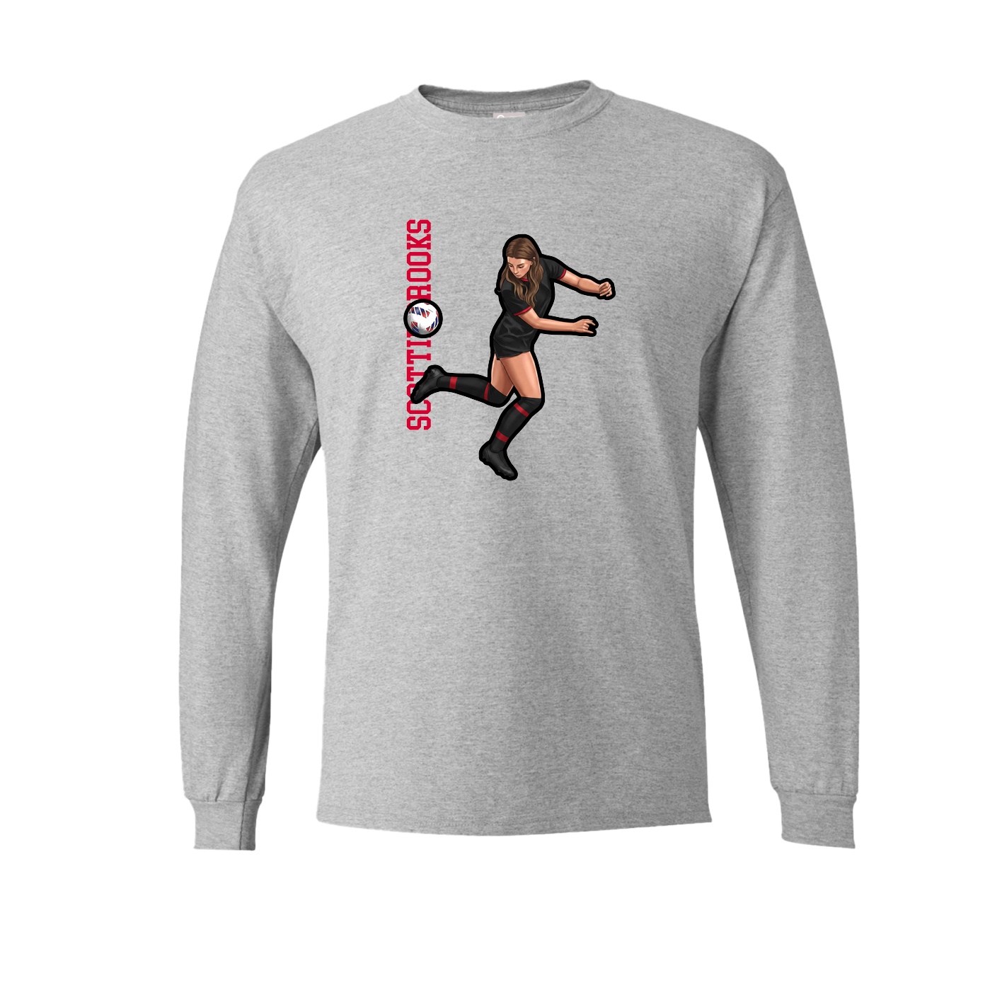 Long Sleeve Tee — Name Vertical in Grey