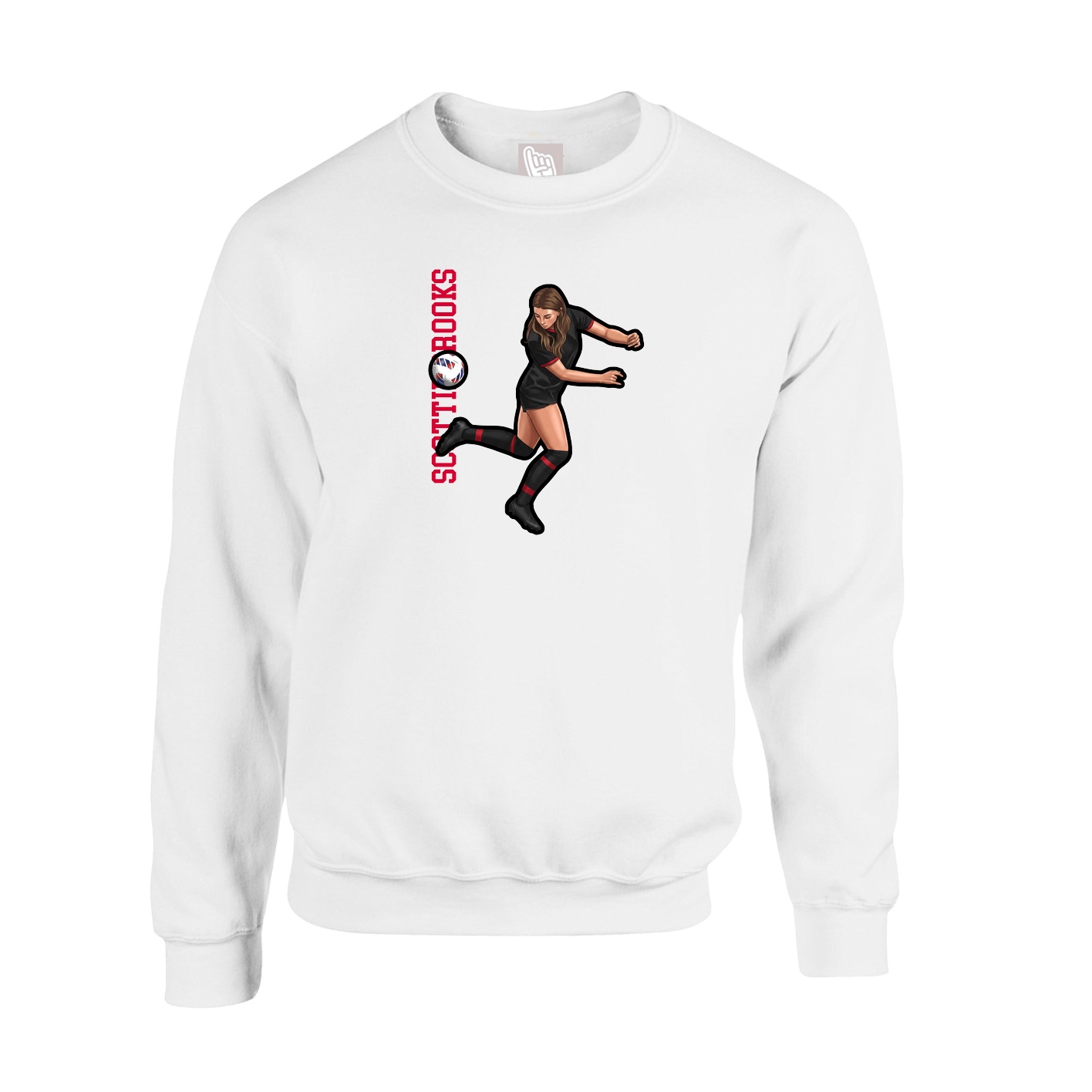 Fleece Crew — Name Vertical in White