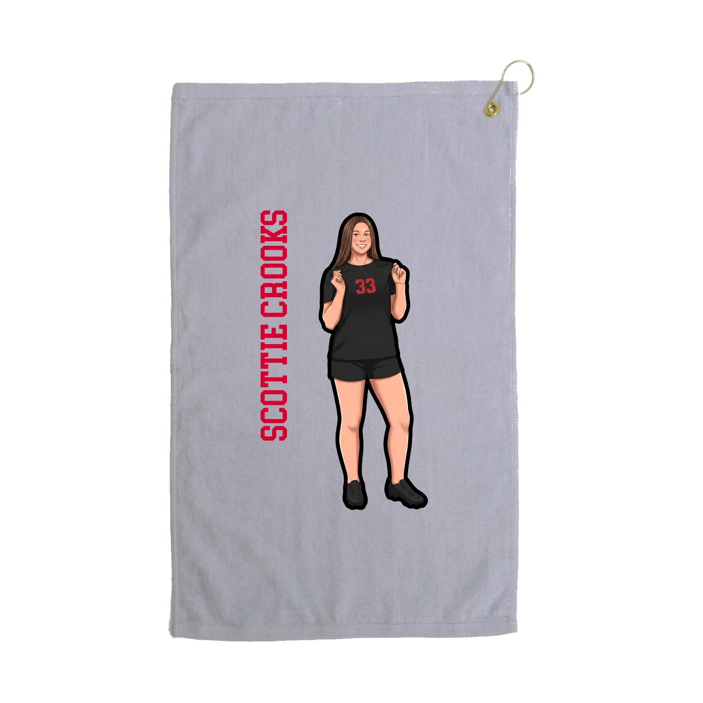 Golf Towel — Name Vertical in Grey