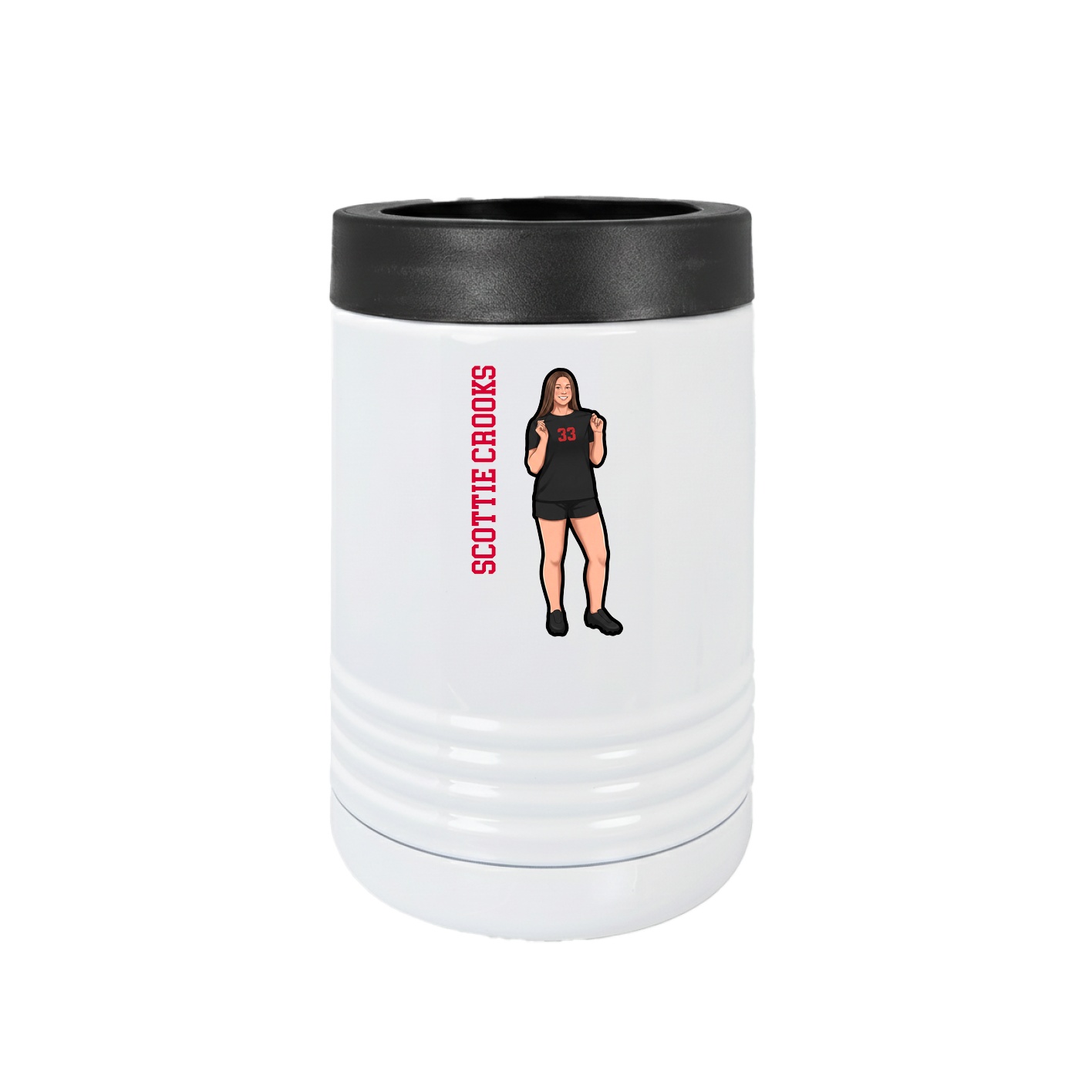 Beverage Holder — Name Vertical in White