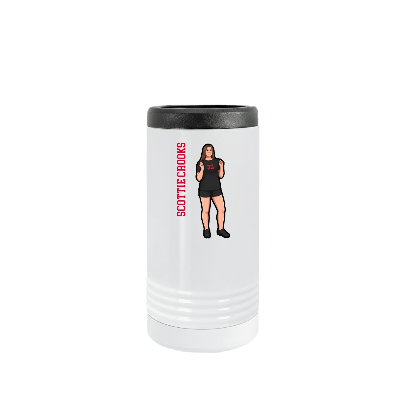 Slim Beverage Holder — Name Vertical in White