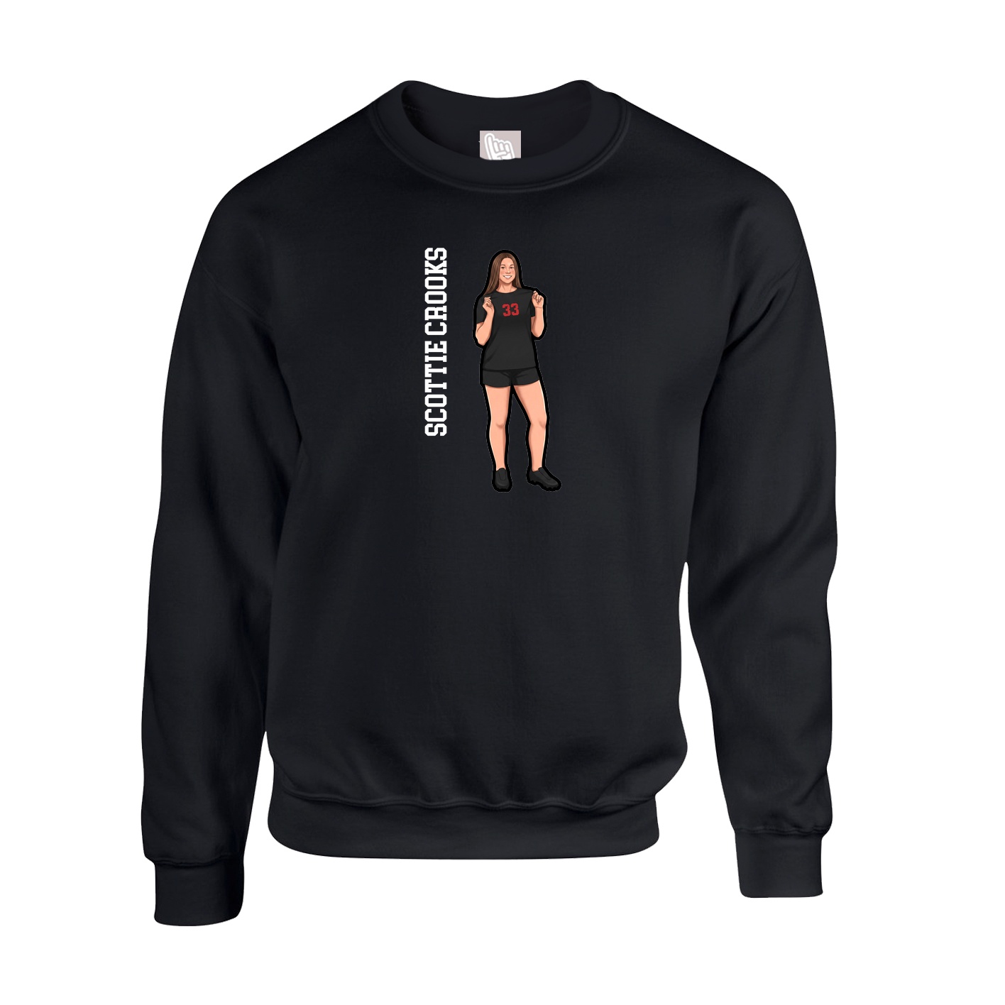 Fleece Crew — Name Vertical in Black