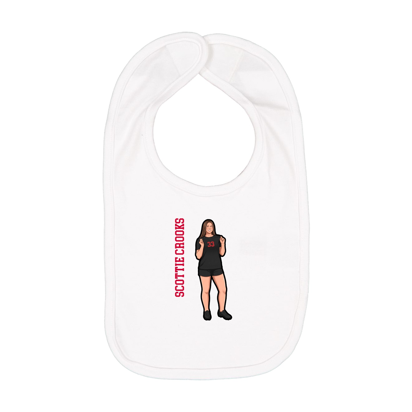 Infant Bib — Name Vertical in White