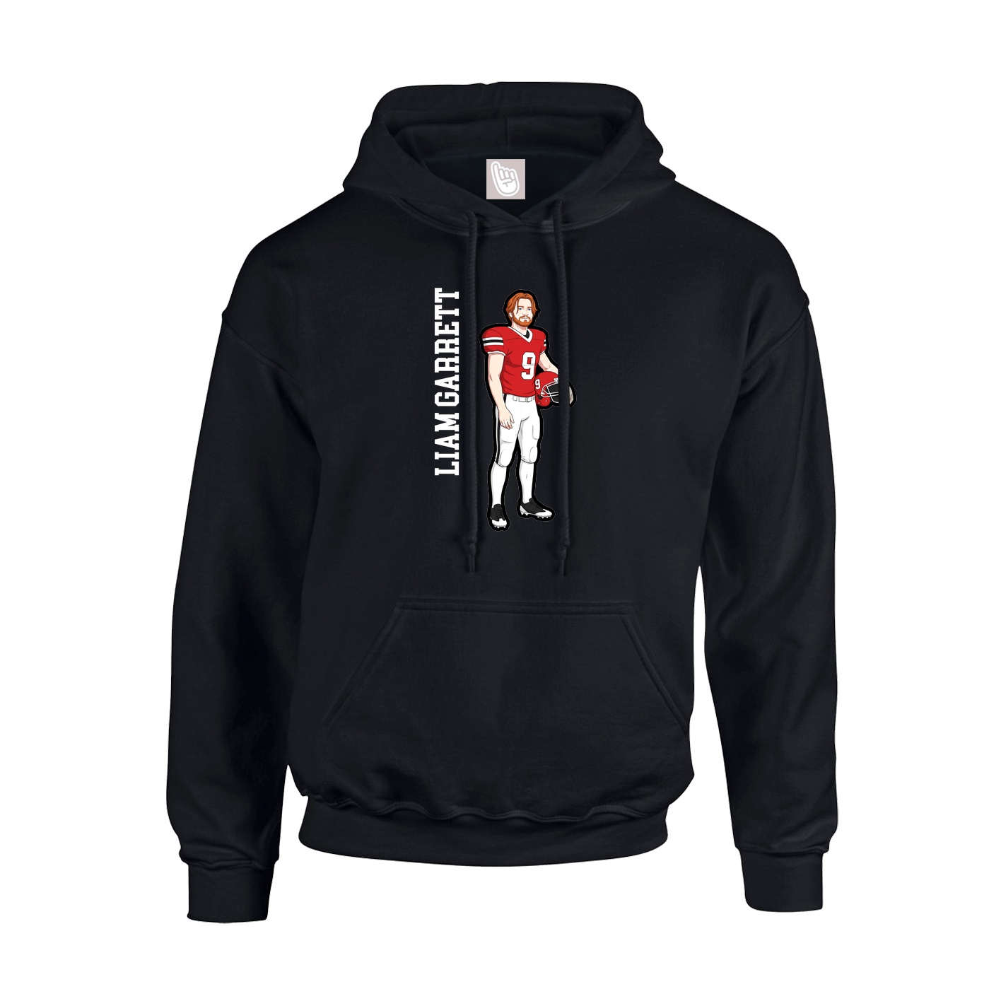 Youth Hoodie — Name Vertical in Black