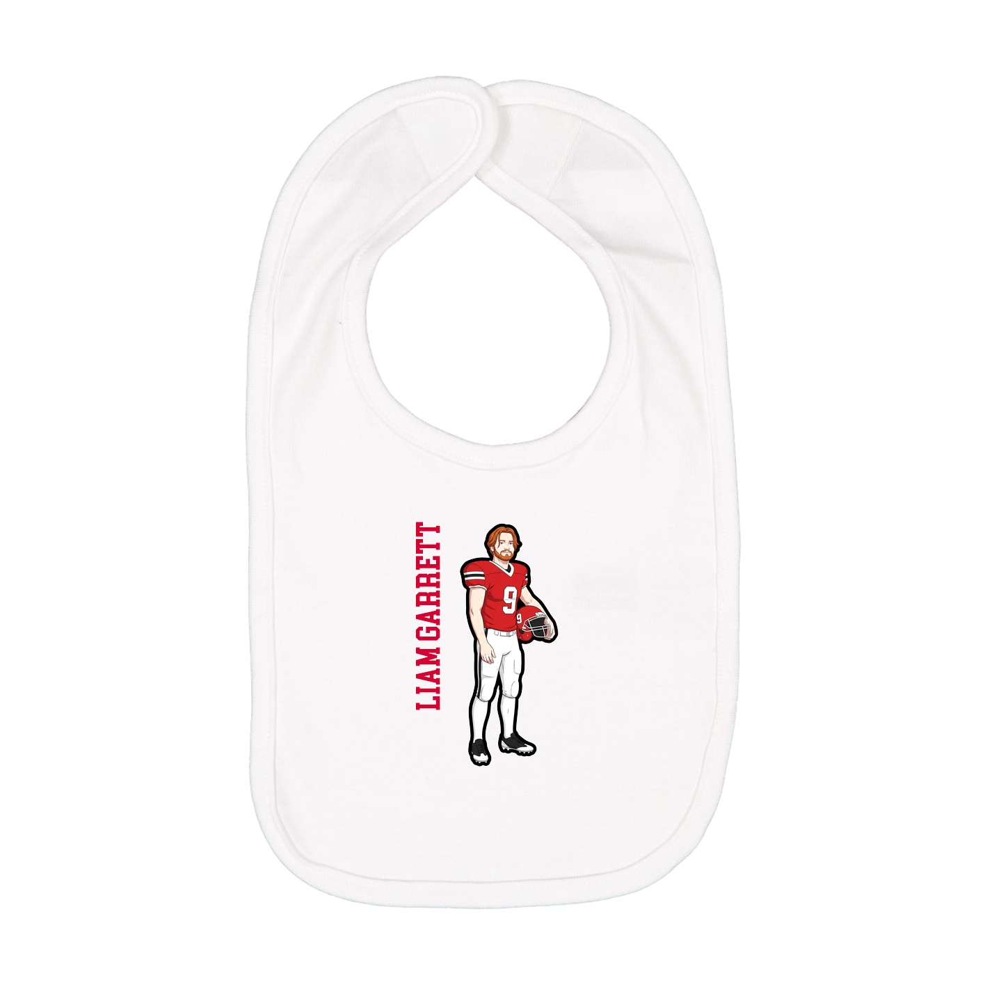 Infant Bib — Name Vertical in White