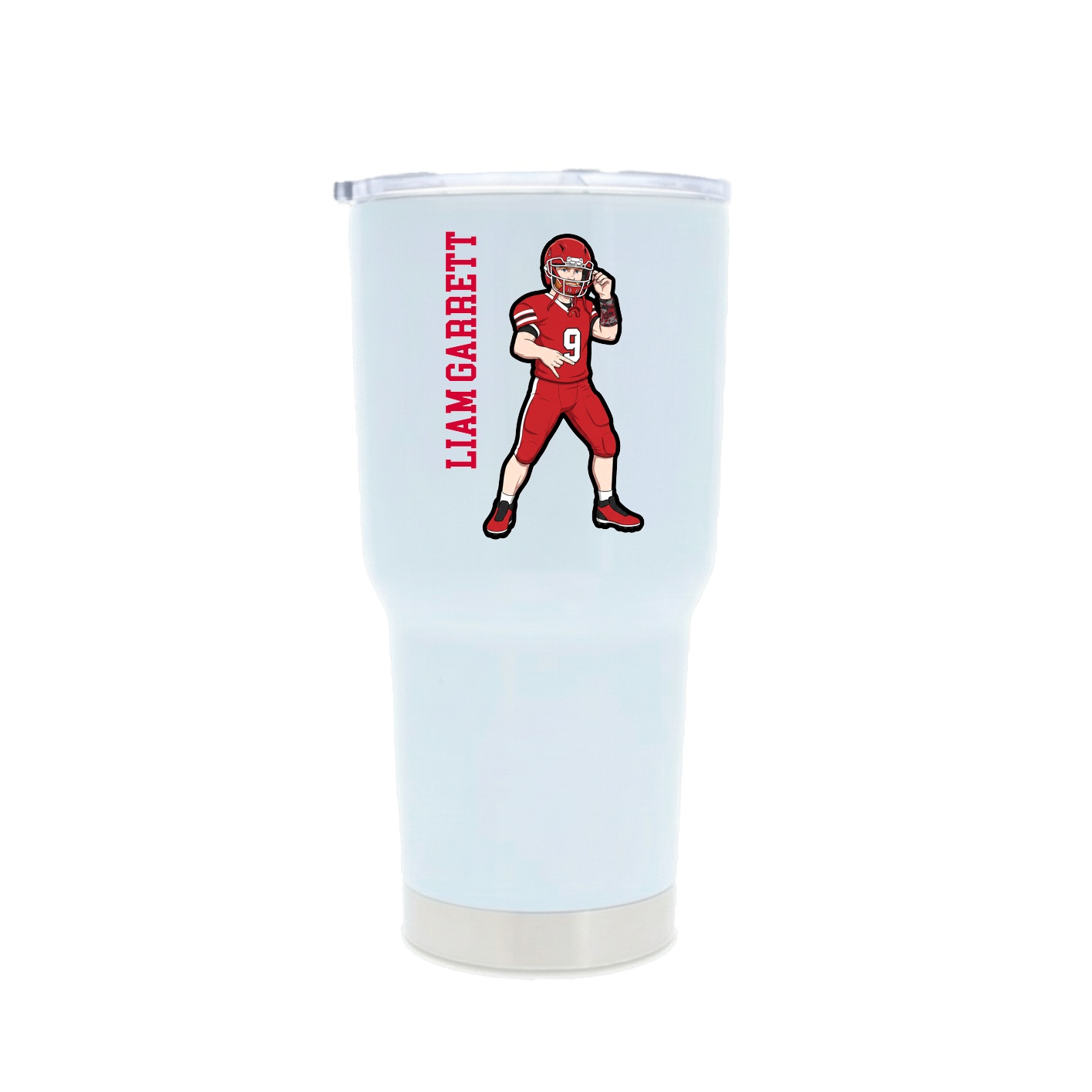 30oz Stainless Steel Tumbler — Name Vertical in White