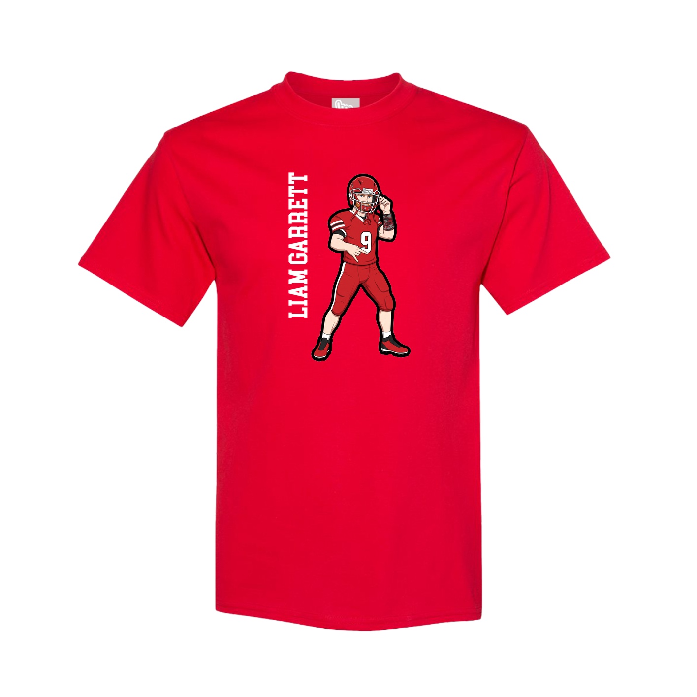 Tee — Name Vertical in Red