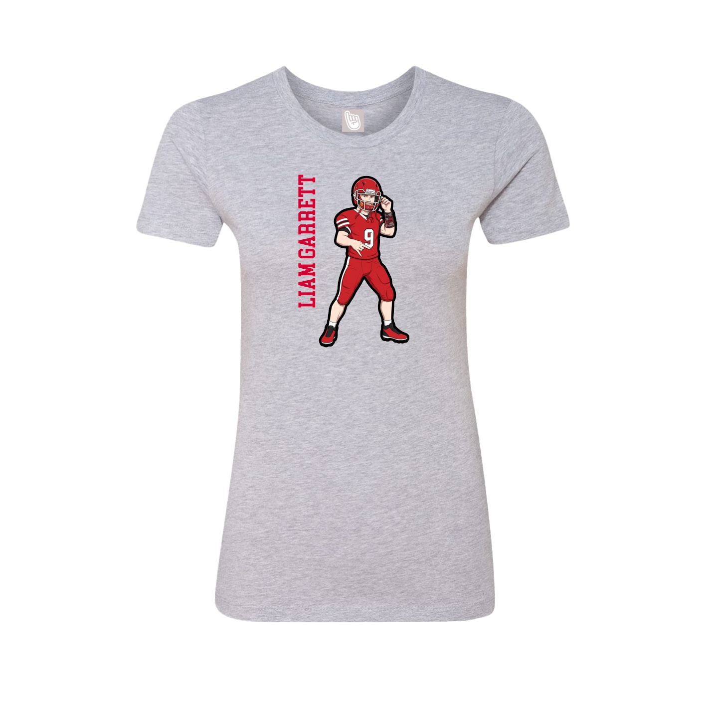 Fitted Women's Tee — Name Vertical in Grey