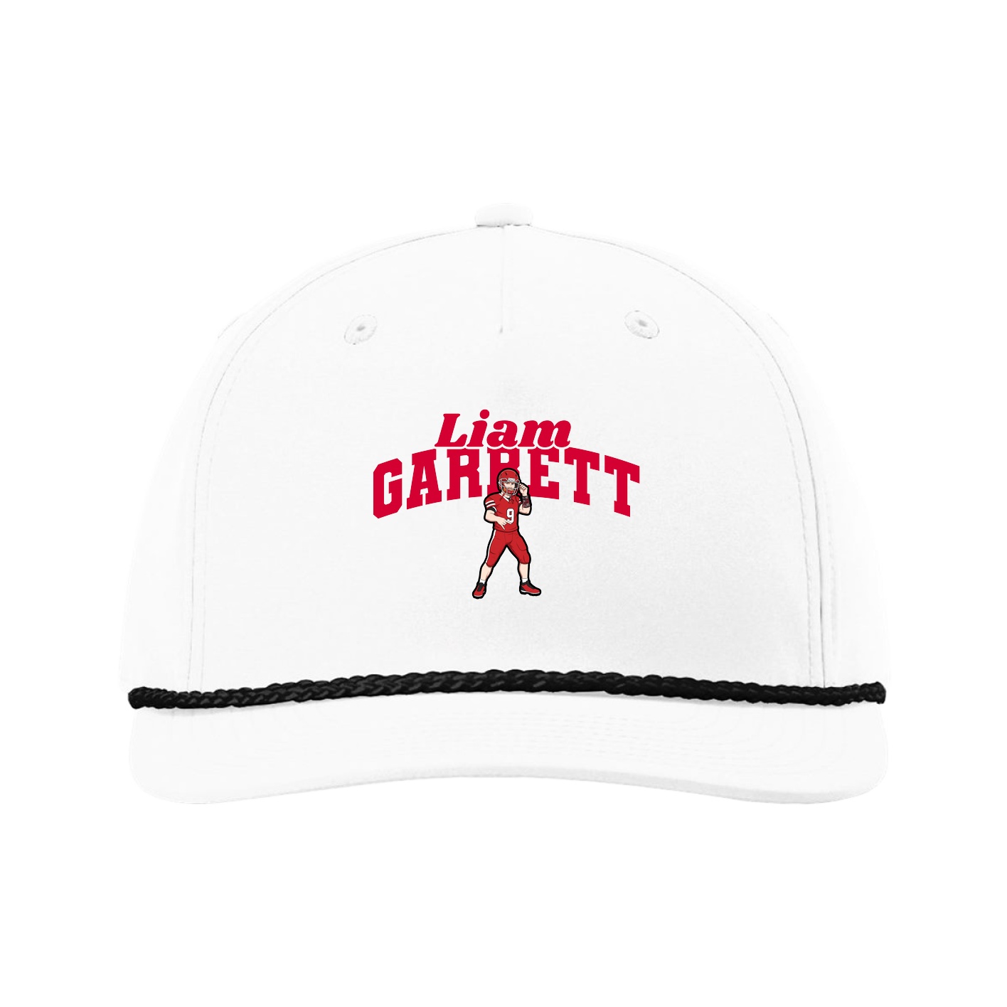 Five-Panel Classic Rope Cap — Signature Arch in White