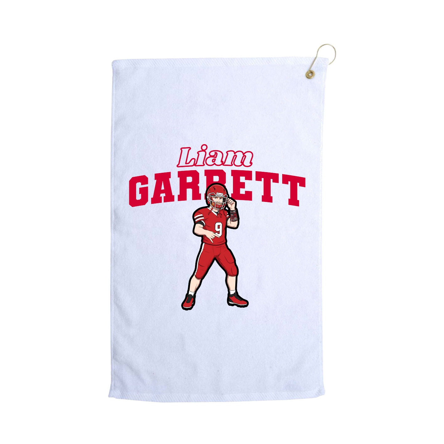 Golf Towel — Name Arch in White