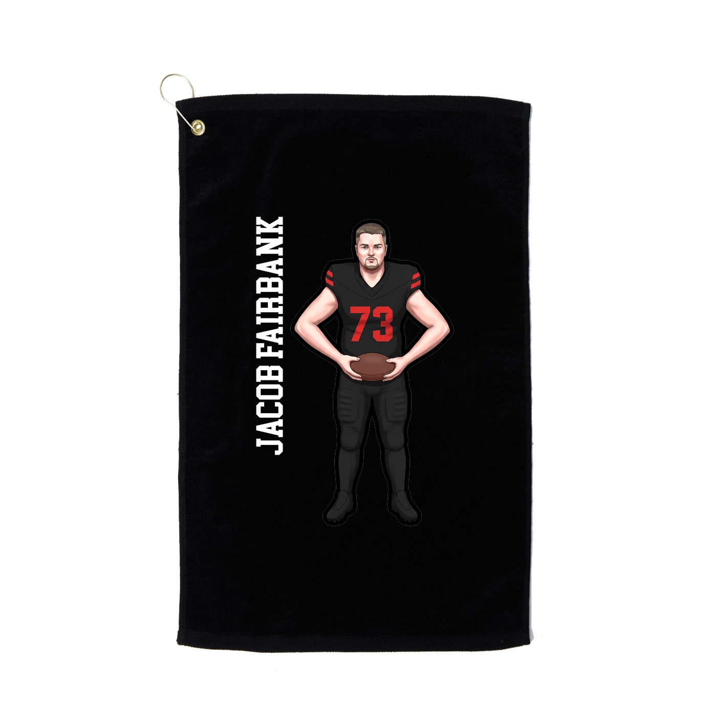 Golf Towel — Name Vertical in Black