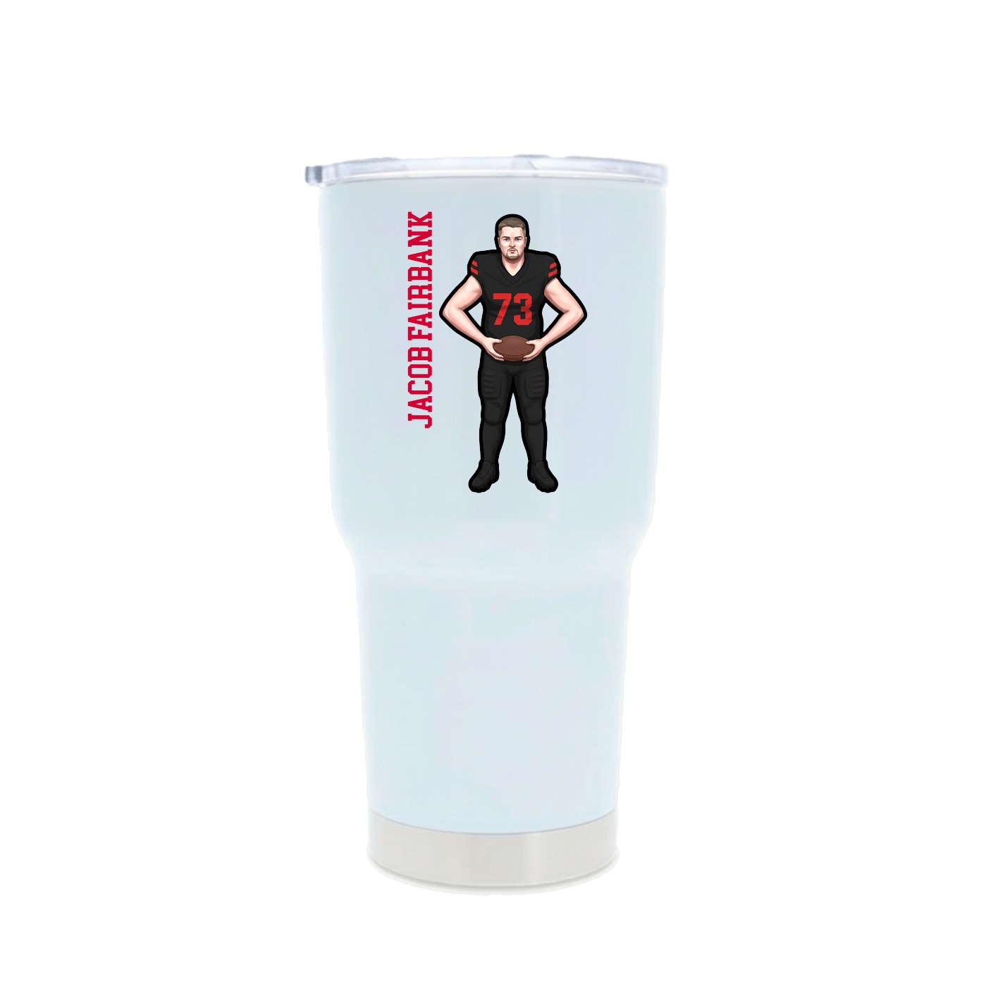 30oz Stainless Steel Tumbler — Name Vertical in White