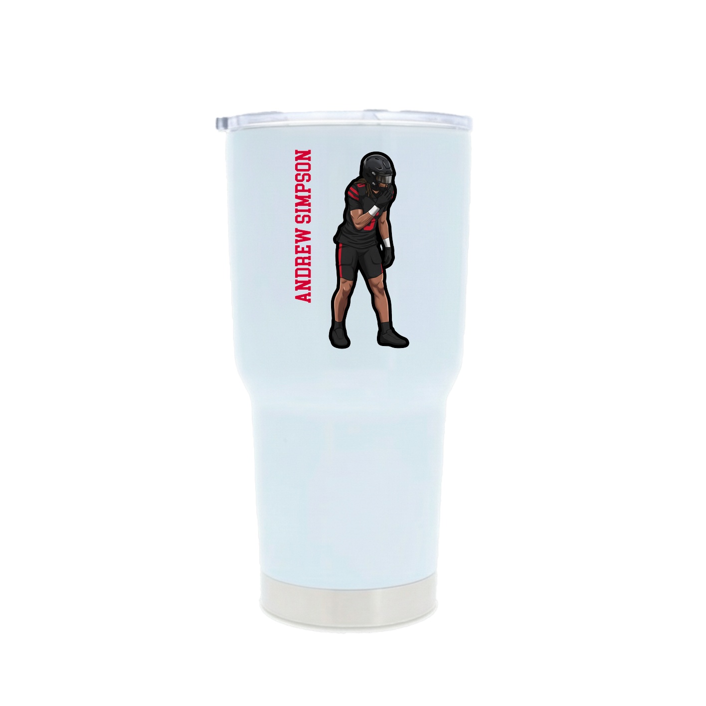 30oz Stainless Steel Tumbler — Name Vertical in White