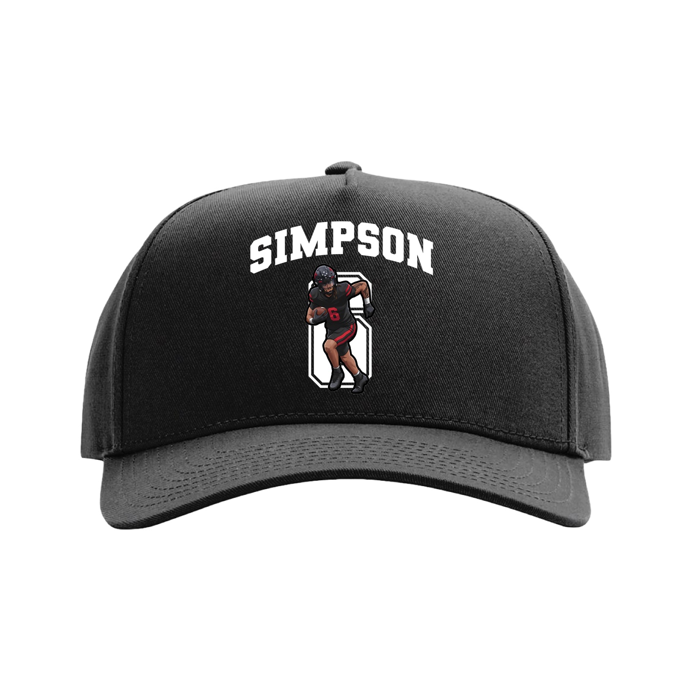 Full Fabric Five-Panel Champ Cap — Number in Black