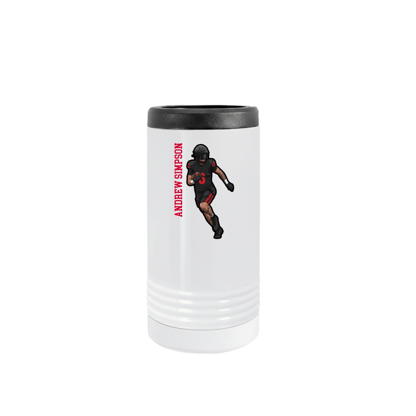 Slim Beverage Holder — Name Vertical in White