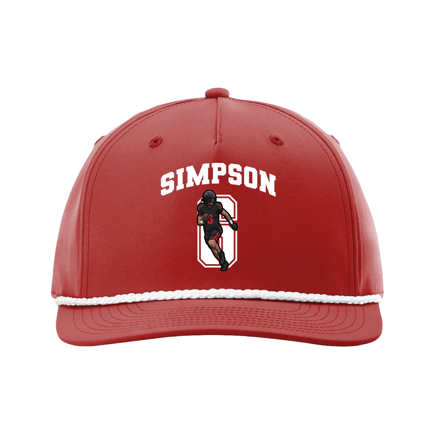 Five-Panel Classic Rope Cap — Number in Red