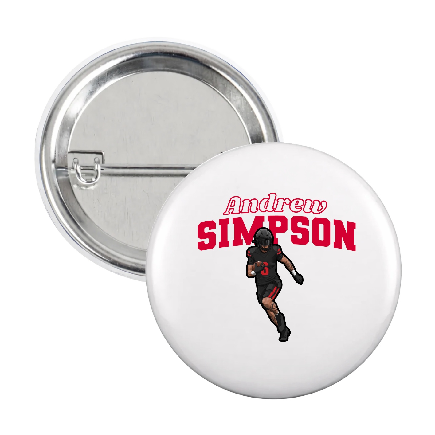 Game Day Button — Name Arch in White