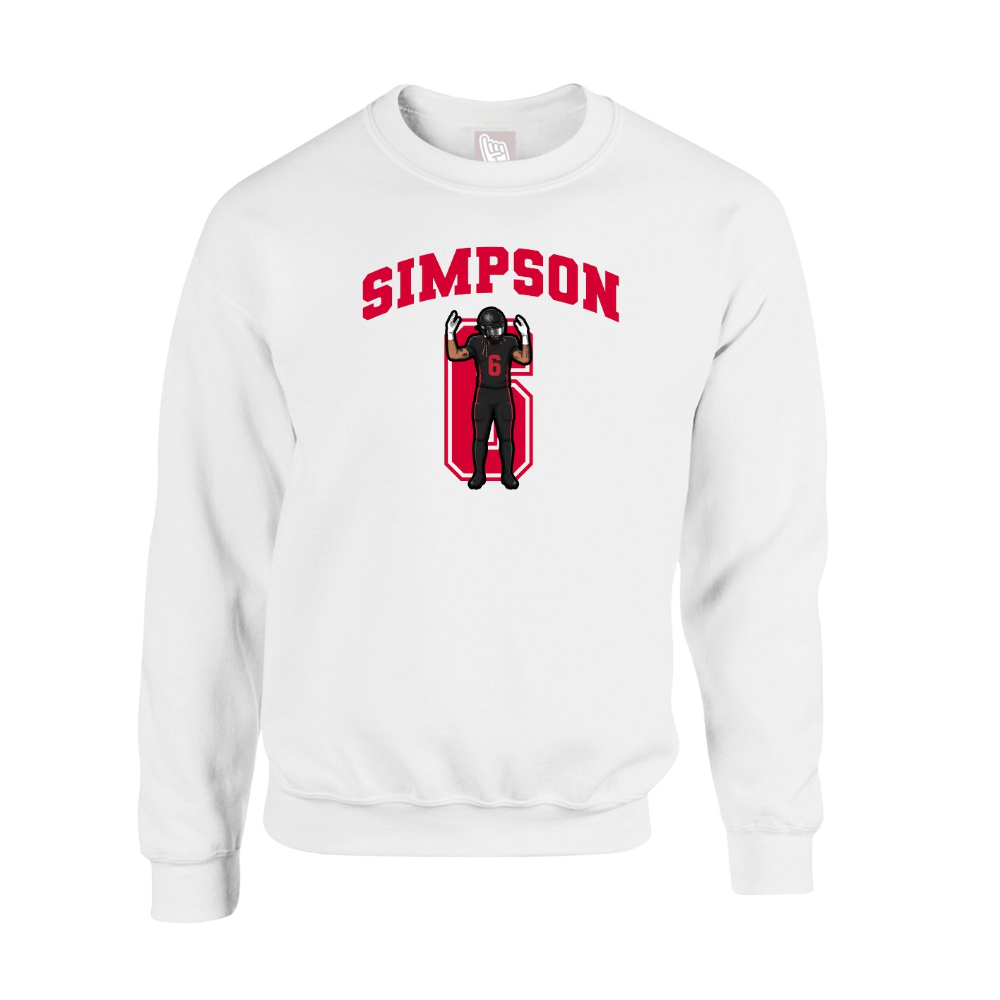 Fleece Crew — Number in White