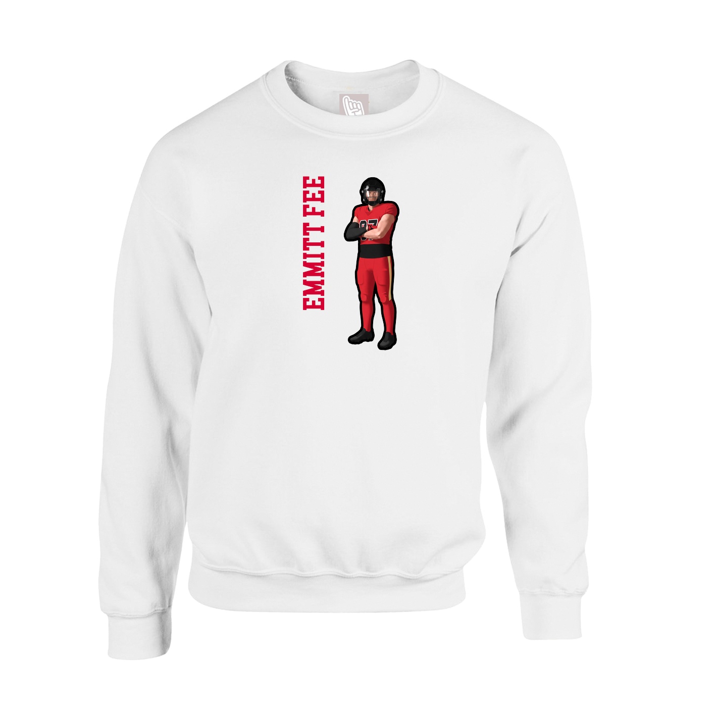 Fleece Crew — Name Vertical in White