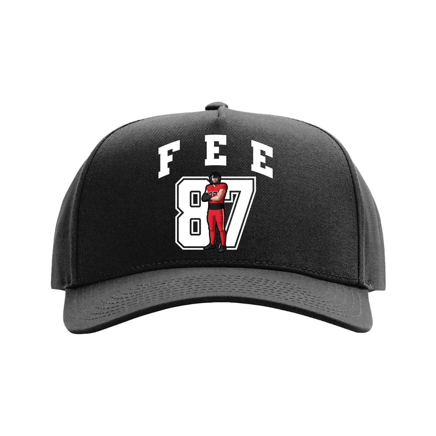 Full Fabric Five-Panel Champ Cap — Number in Black