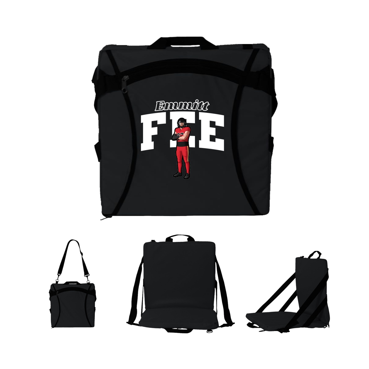 Folding Stadium Seat — Name Arch in Black