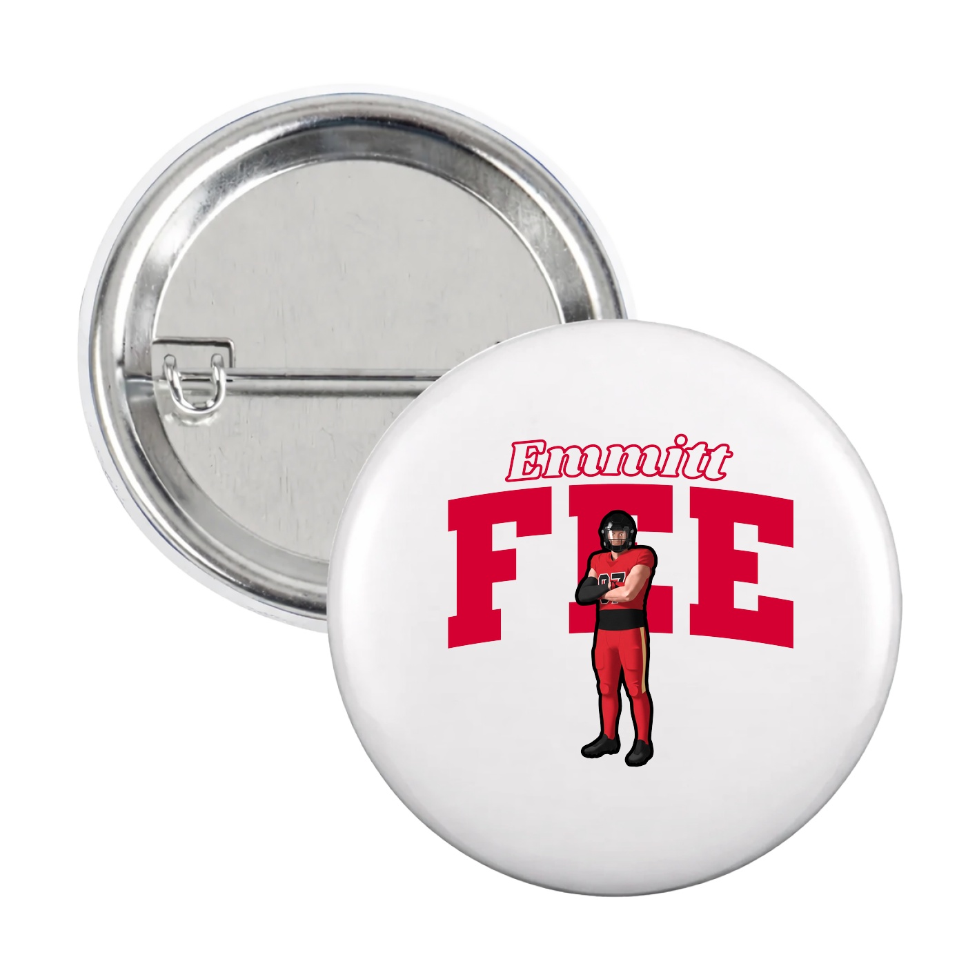 Game Day Button — Name Arch in White