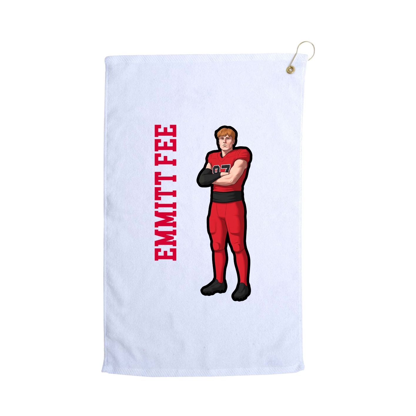 Golf Towel — Name Vertical in White