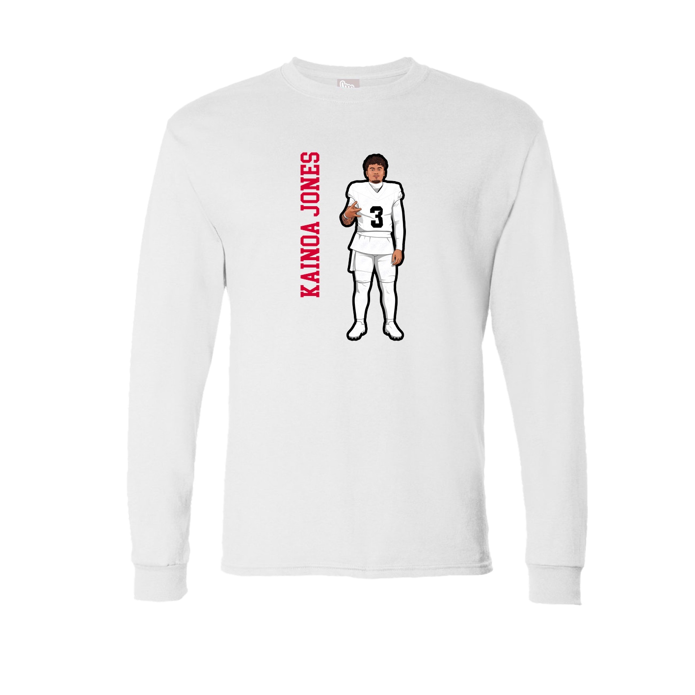 Long Sleeve Tee — Name Vertical in White