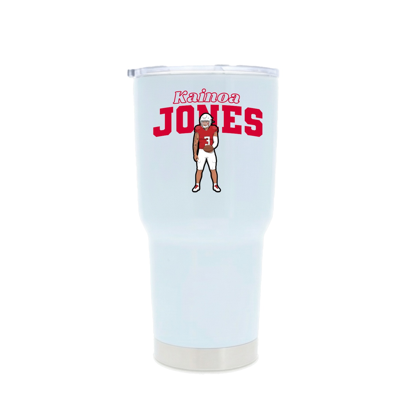 30oz Stainless Steel Tumbler — Name Arch in White