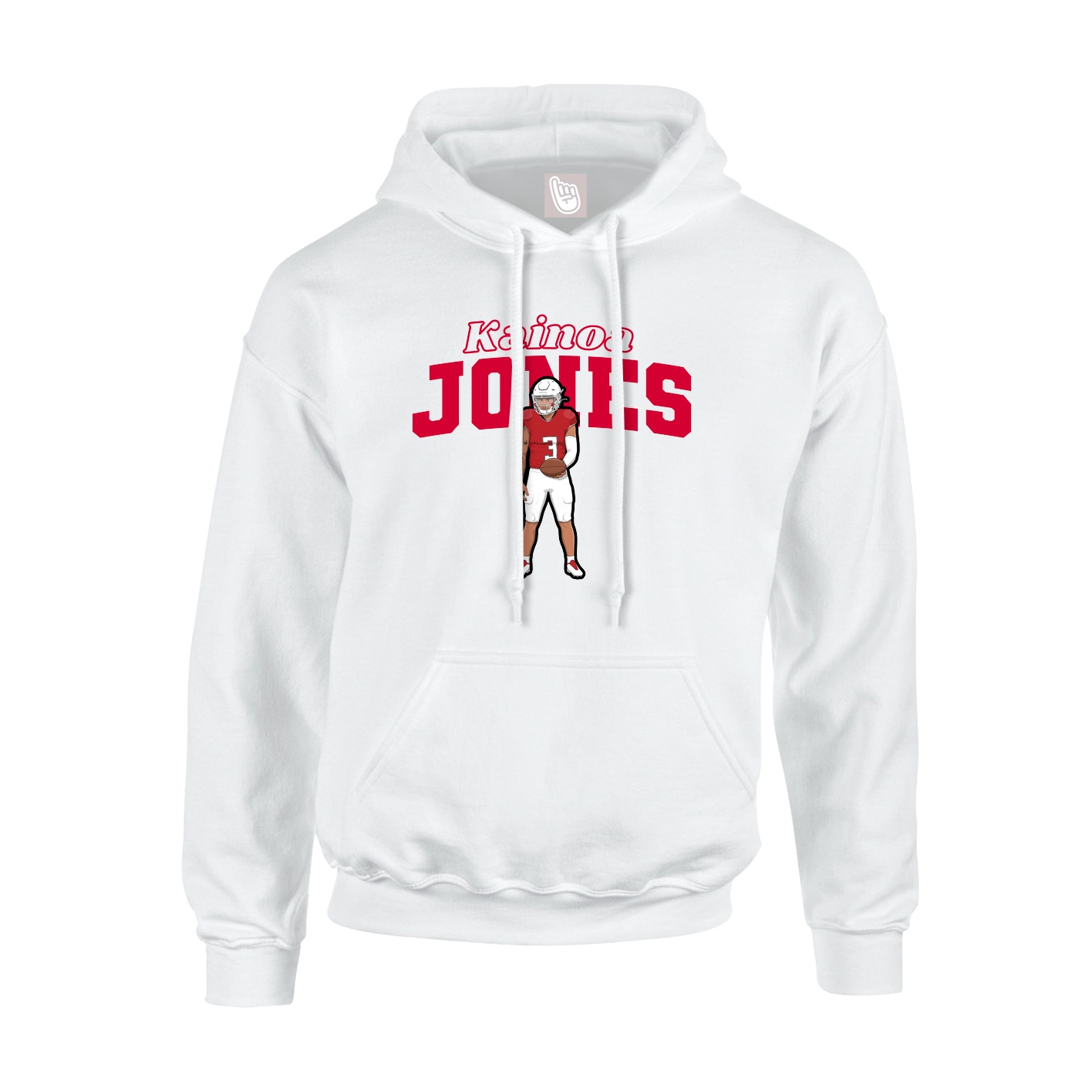 Youth Hoodie — Name Arch in White