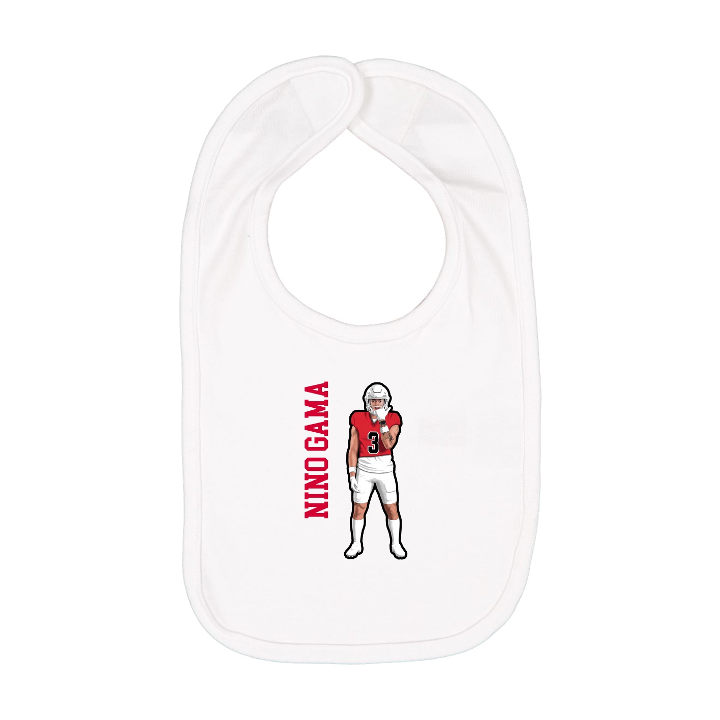 Infant Bib — Name Vertical in White