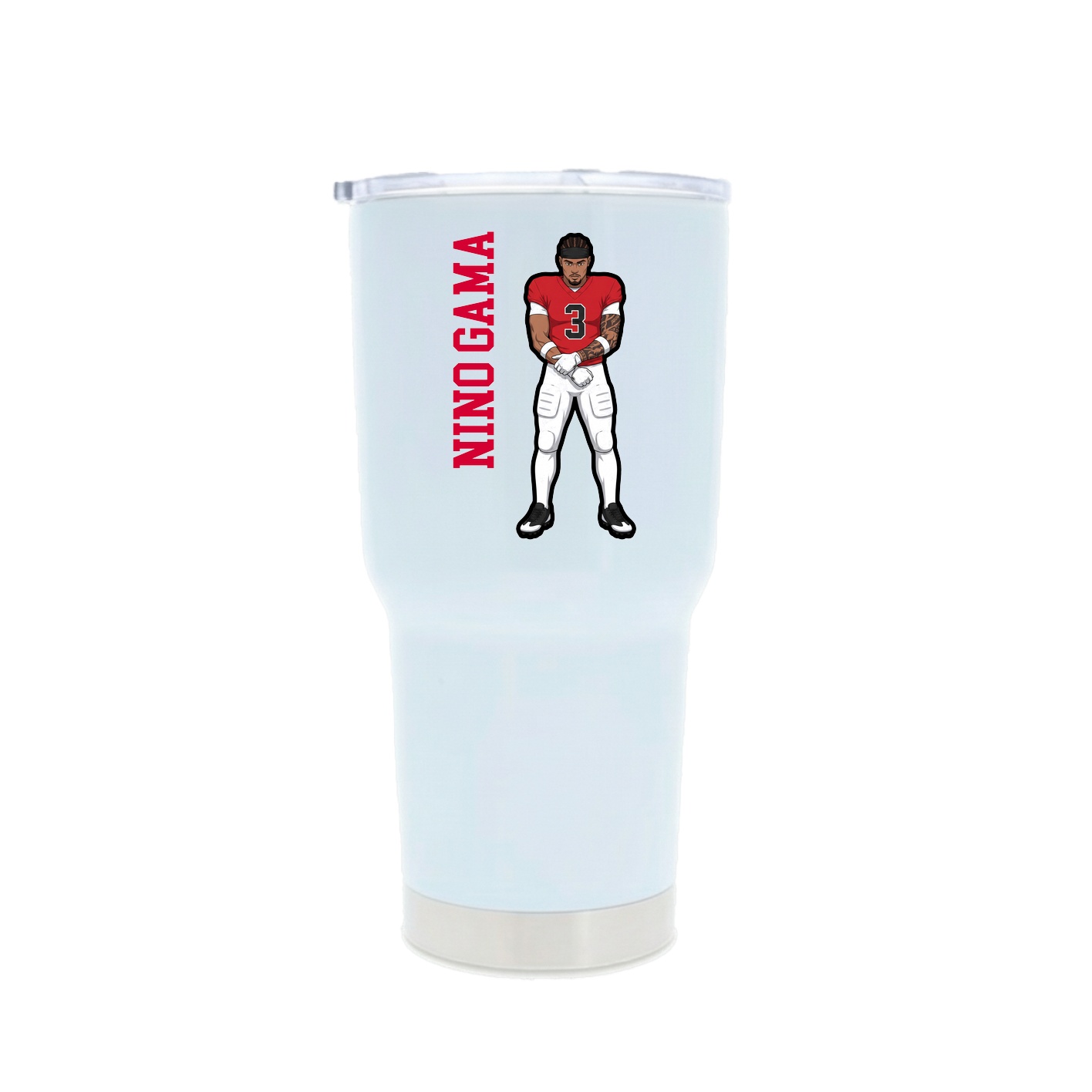 30oz Stainless Steel Tumbler — Name Vertical in White