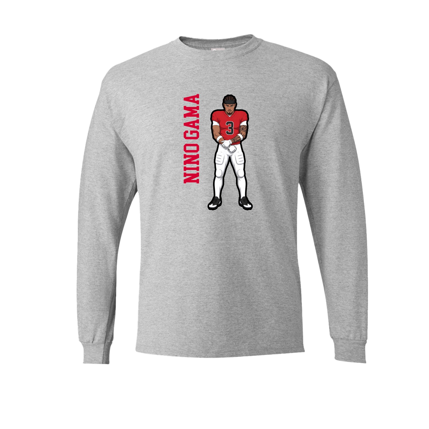 Long Sleeve Tee — Name Vertical in Grey