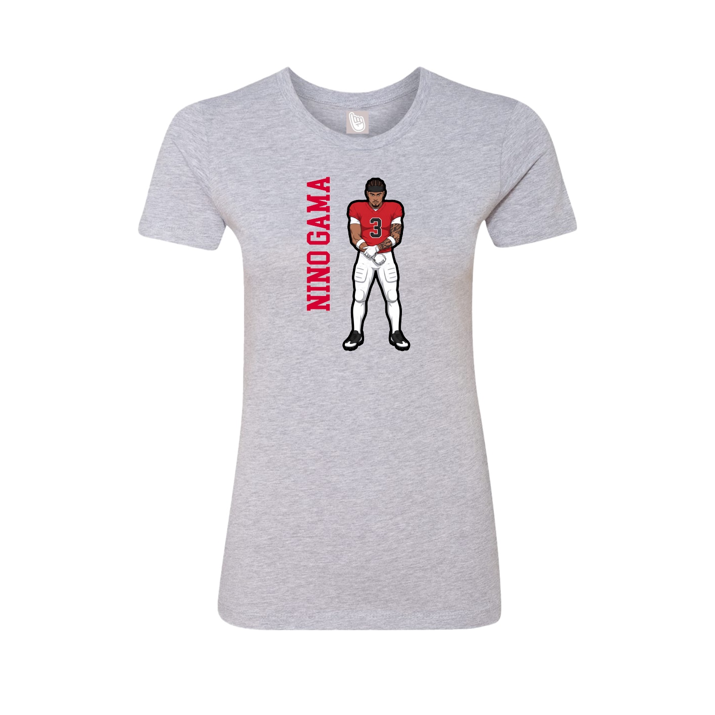 Fitted Women's Tee — Name Vertical in Grey