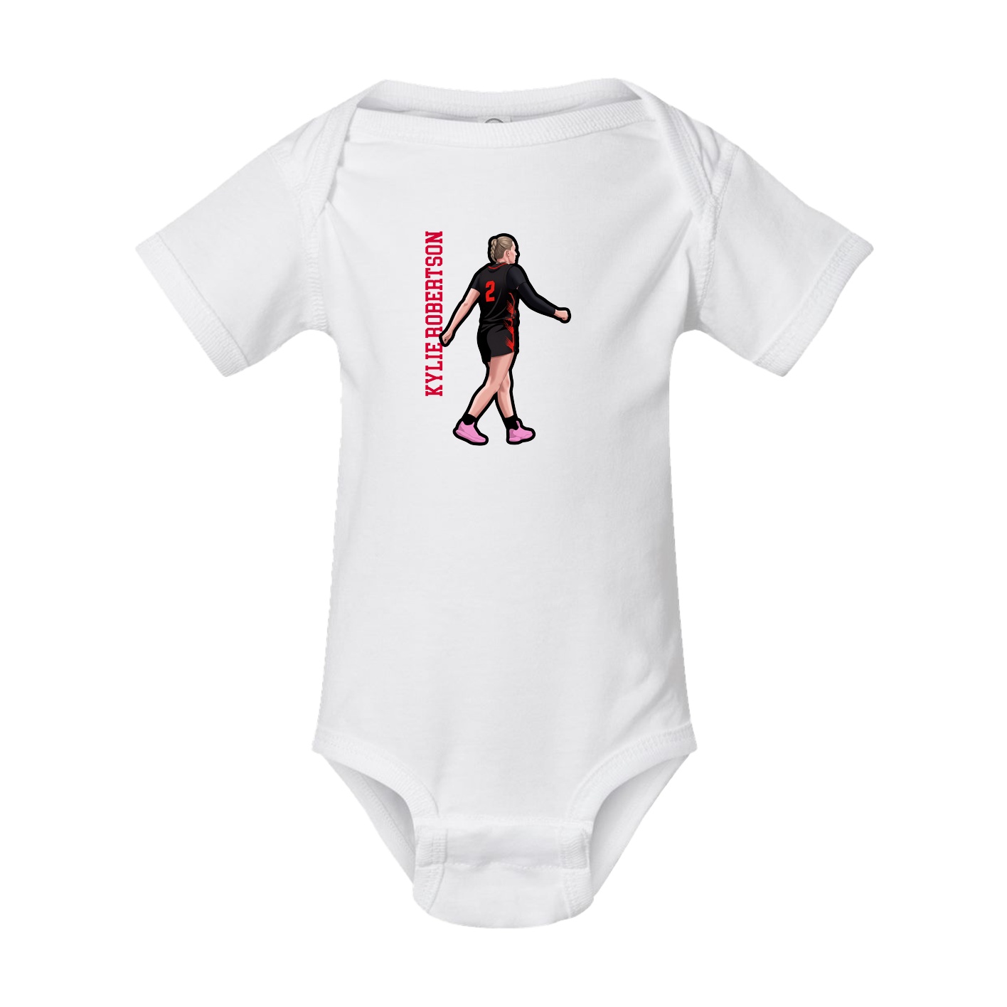 Baby Onesie — Name Vertical in White