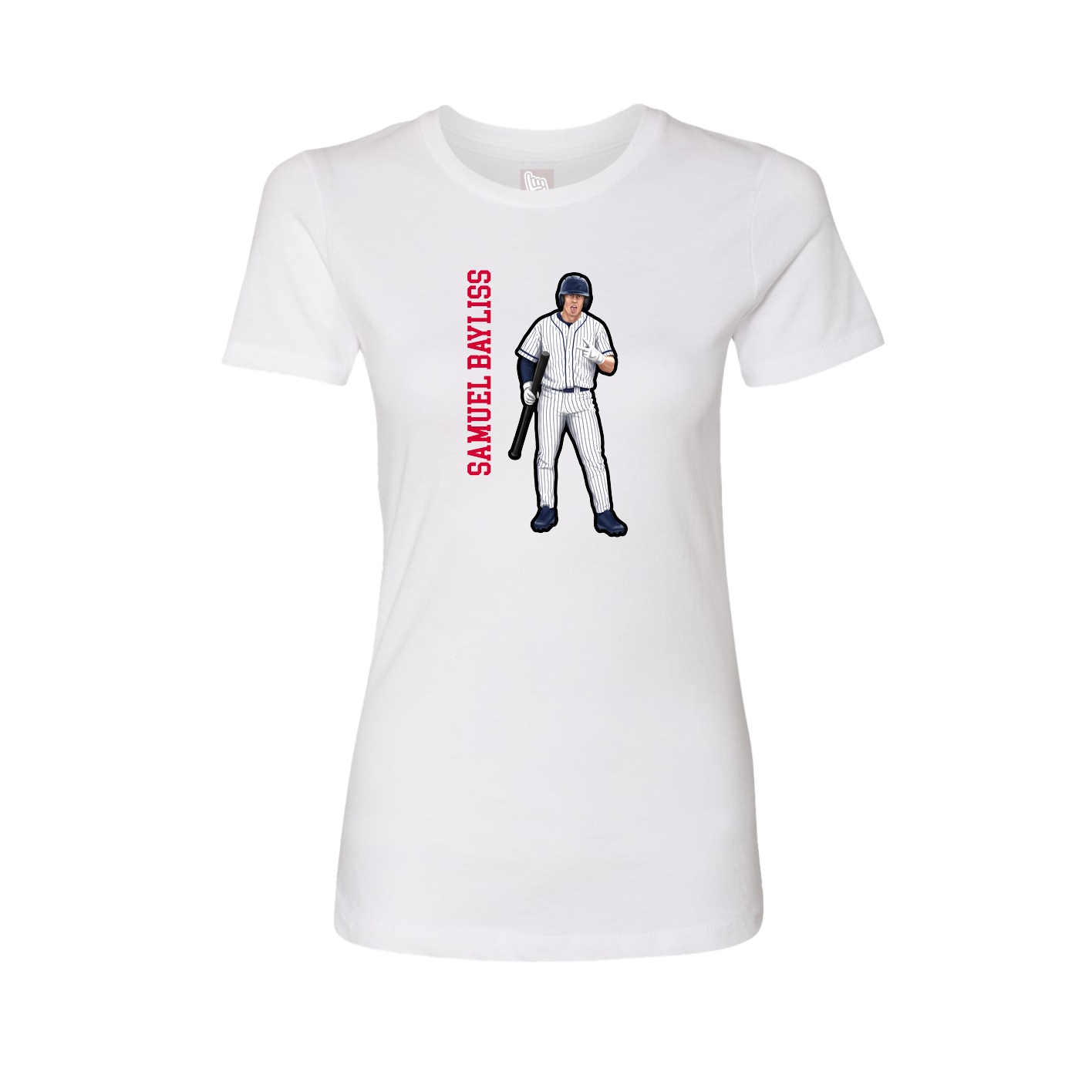 Fitted Women's Tee — Name Vertical in White