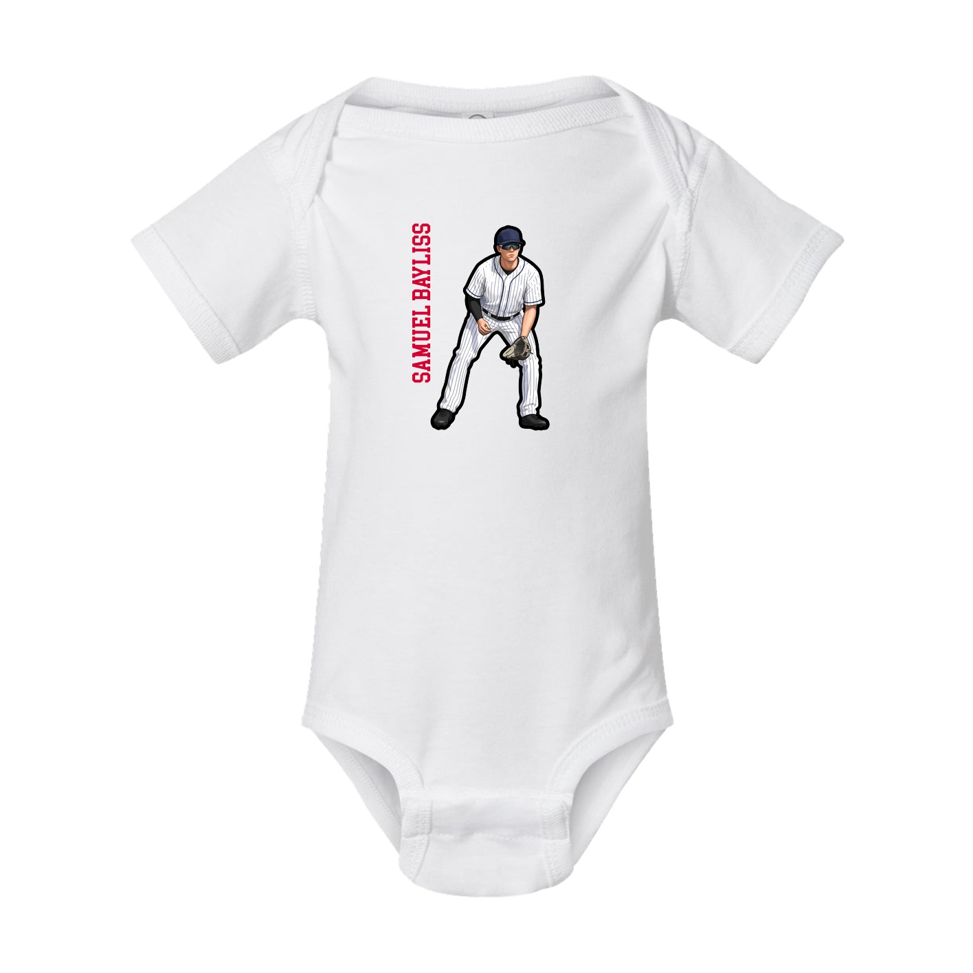 Baby Onesie — Name Vertical in White